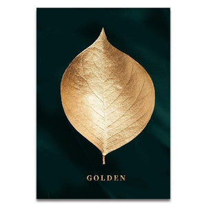 Golden plant leaves - 40x50cm no frame / leaf-1 - home decor