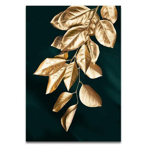Golden plant leaves - 40x50cm no frame / leaf-2 - home decor