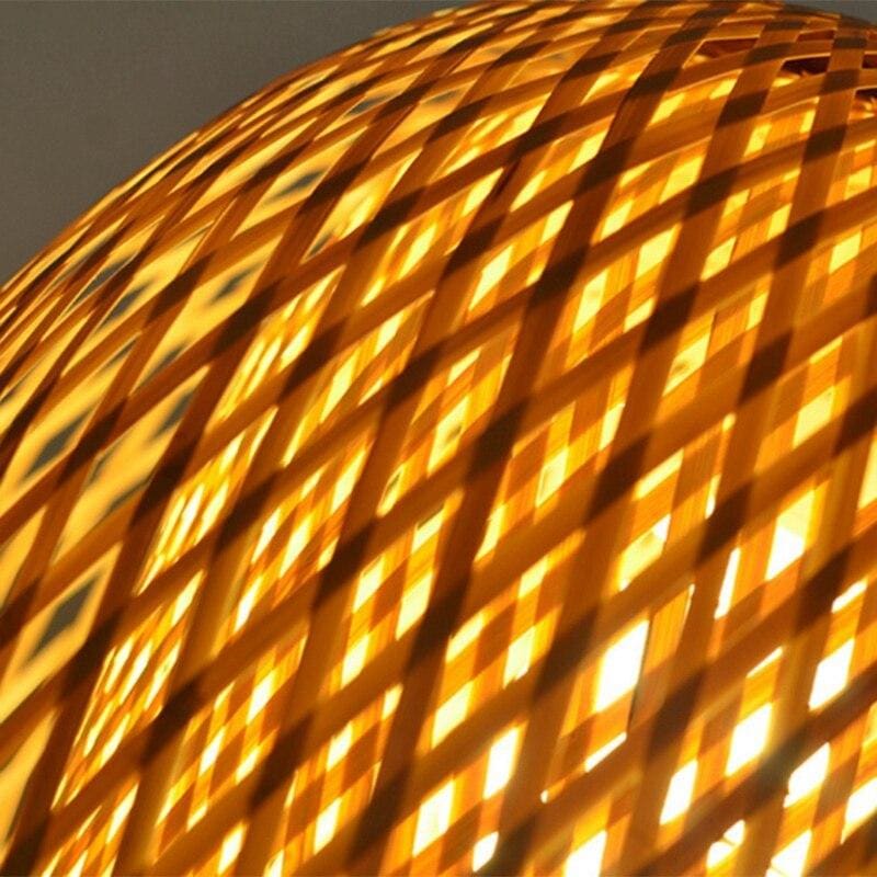 Handmade bamboo lantern chandelier - yellow - light lamp2