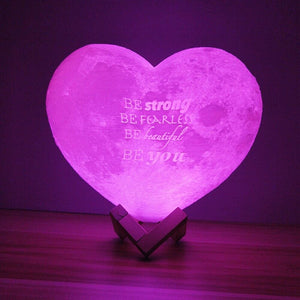 Heart 3D Printed Moon Night Light - Illusion Lamp