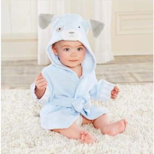 Hooded Animal Baby Bathrobe - Blue Dog / 0-18 month