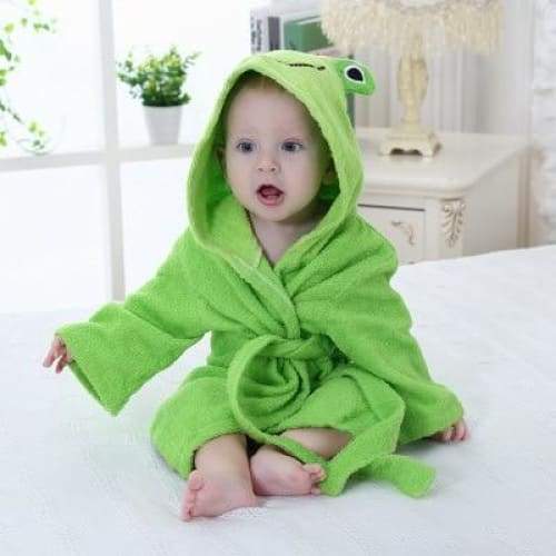 Hooded Animal Baby Bathrobe - Frog / 0-18 month