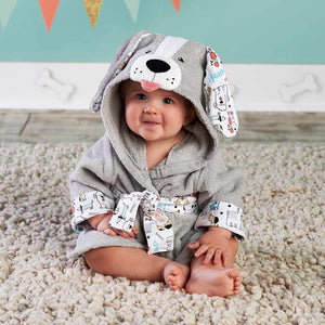 Hooded Animal Baby Bathrobe - Gray Dog Normal / 0-18 month