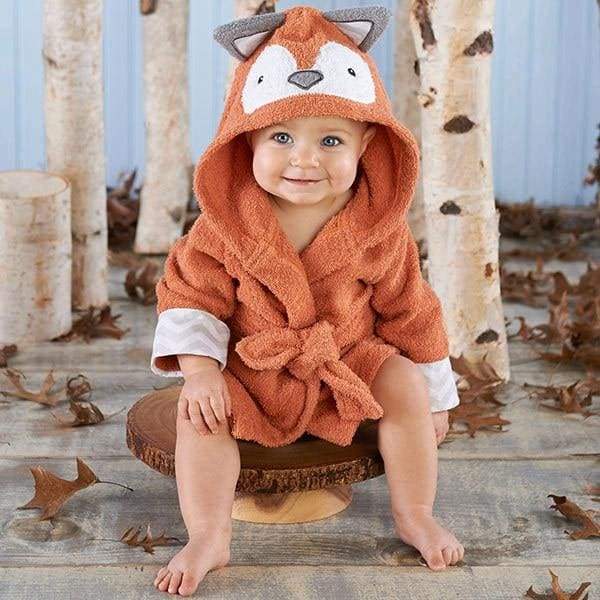 Hooded Animal Baby Bathrobe - orange fox / 0-18 month