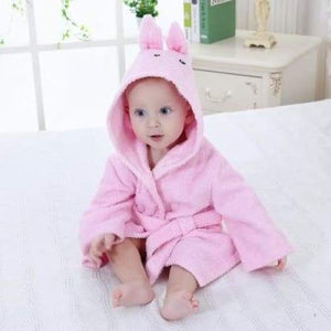 Hooded Animal Baby Bathrobe - Pink bunny / 0-18 month