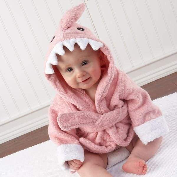 Hooded Animal Baby Bathrobe - pink shark / 0-18 month
