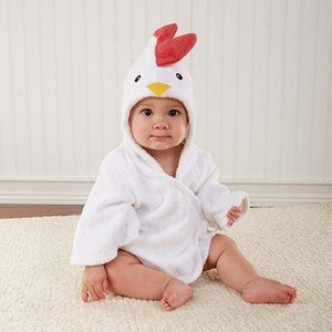 Hooded Animal Baby Bathrobe - white chiken / 0-18 month