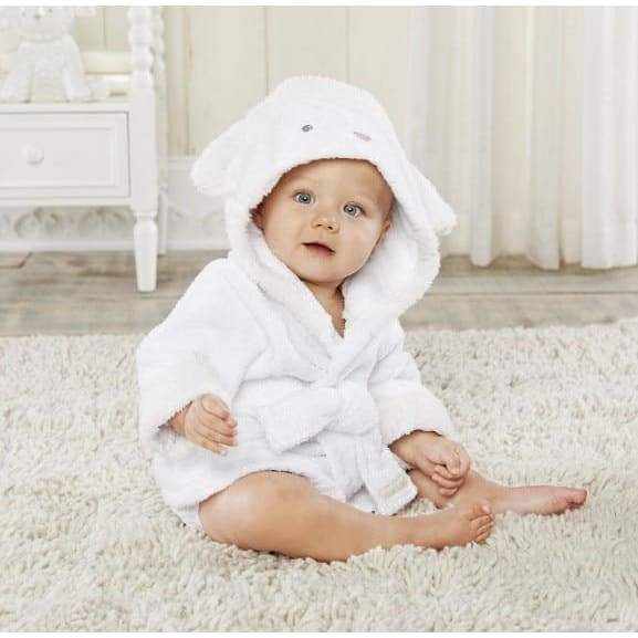 Hooded Animal Baby Bathrobe - white sheep / 0-18 month