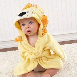 Hooded Animal Baby Bathrobe - yellow lion / 0-18 month