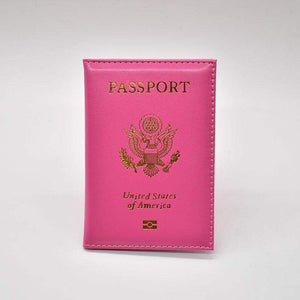 Leather usa passport holder - fuschia - card & id holders