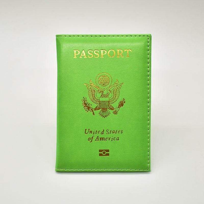 Leather usa passport holder - green - card & id holders