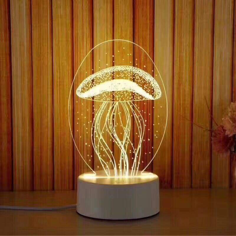 Led table lamp 3d - yellow - illusion