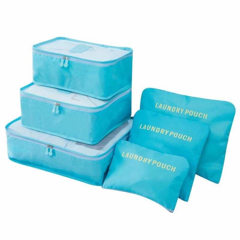 Luggage packing organizer set - light blue - storage bags