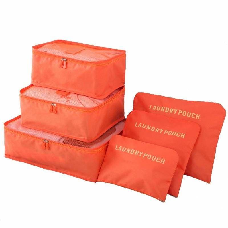 Luggage packing organizer set - orange - storage bags