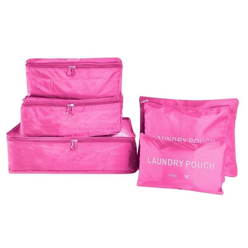 Luggage packing organizer set - rose red - storage bags