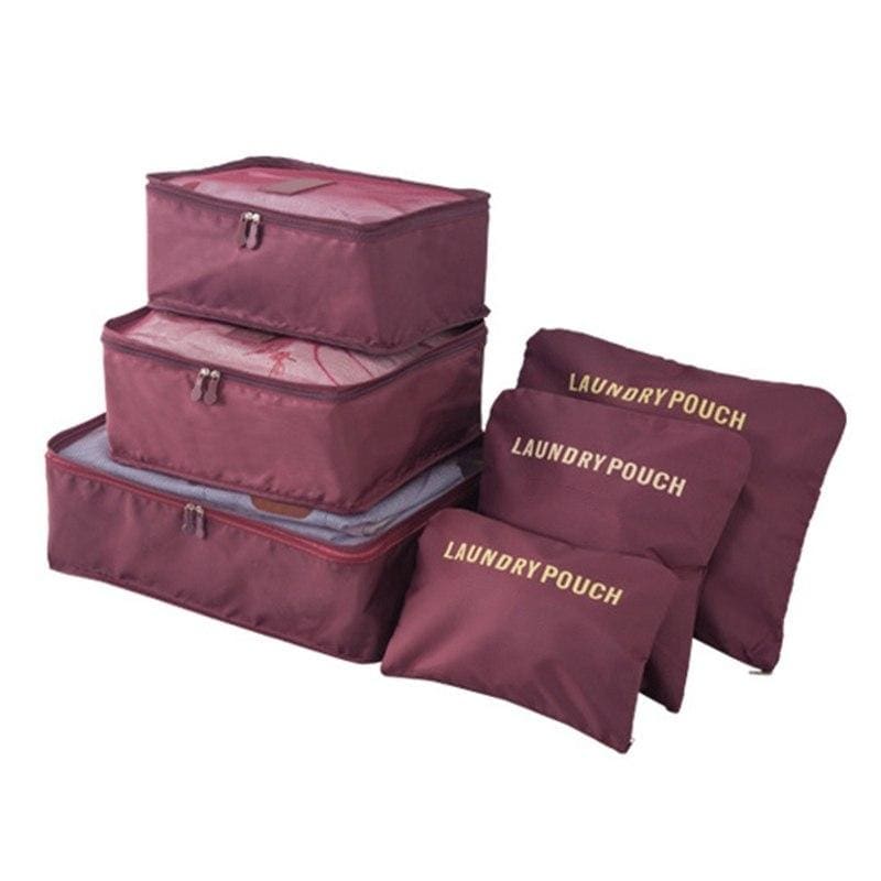 Luggage packing organizer set - wine red - storage bags