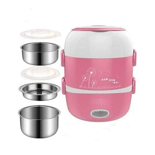 Meal cooker lunch box - pink 3 layers 110v - kitchen 