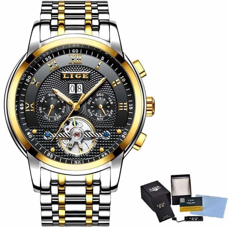 Mechanical Watch Luxury Automatic For Business - gold black