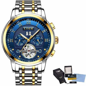 Mechanical Watch Luxury Automatic For Business - gold blue
