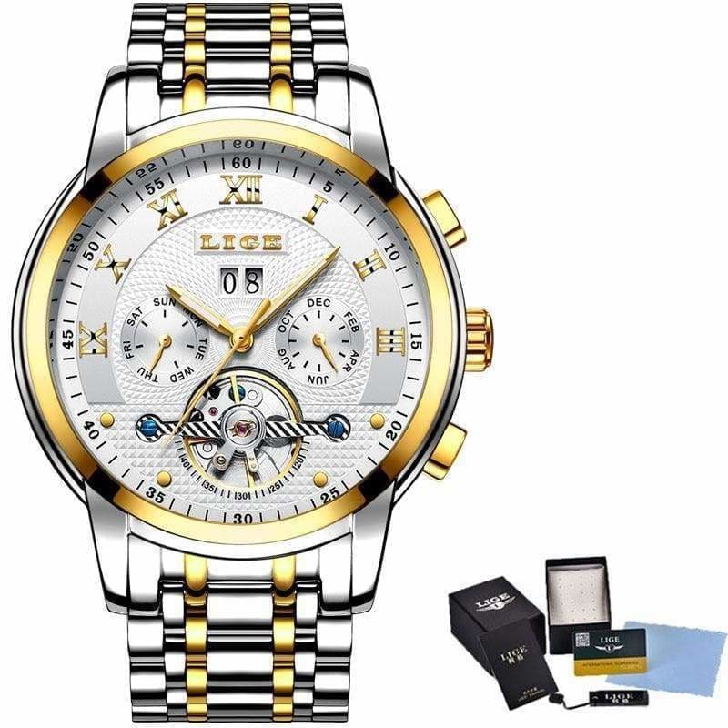 Mechanical Watch Luxury Automatic For Business - gold White