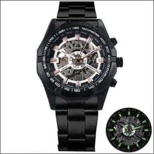 Mechanical Watch Luxury - BLACK CASE WHITE - Watches