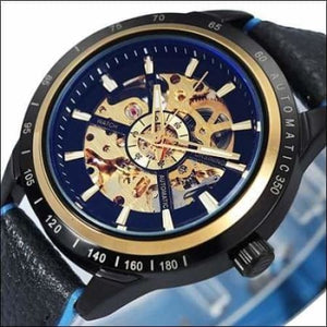Mechanical Watch Luxury - NEW LEATHER BLK BLUE - Watches