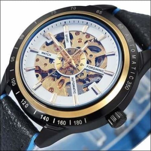 Mechanical Watch Luxury - NEW LEATHER WHT BLUE - Watches