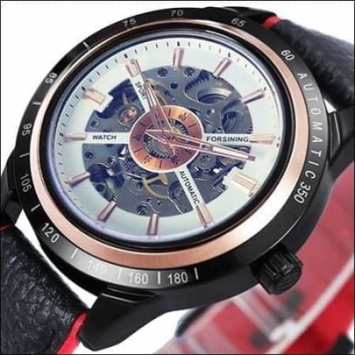 Mechanical Watch Luxury - NEW LEATHER WHT RED - Watches