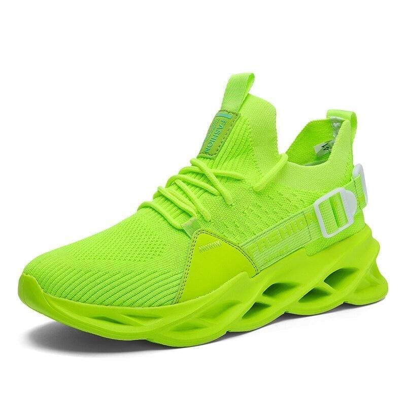 Mesh casual sneakers blade bottom shoes - fluorescent green 