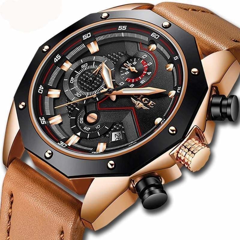 Military watch casual leather sports waterproof