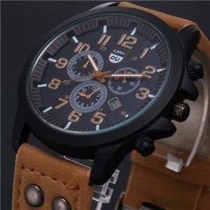 Military watch vintage - light brown - quartz watches