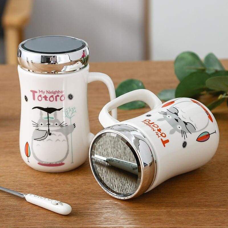 Mug ceramic cup with lid spoon - coffee cups & mugs