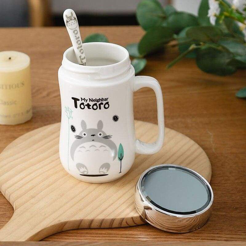 Mug ceramic cup with lid spoon - coffee cups & mugs