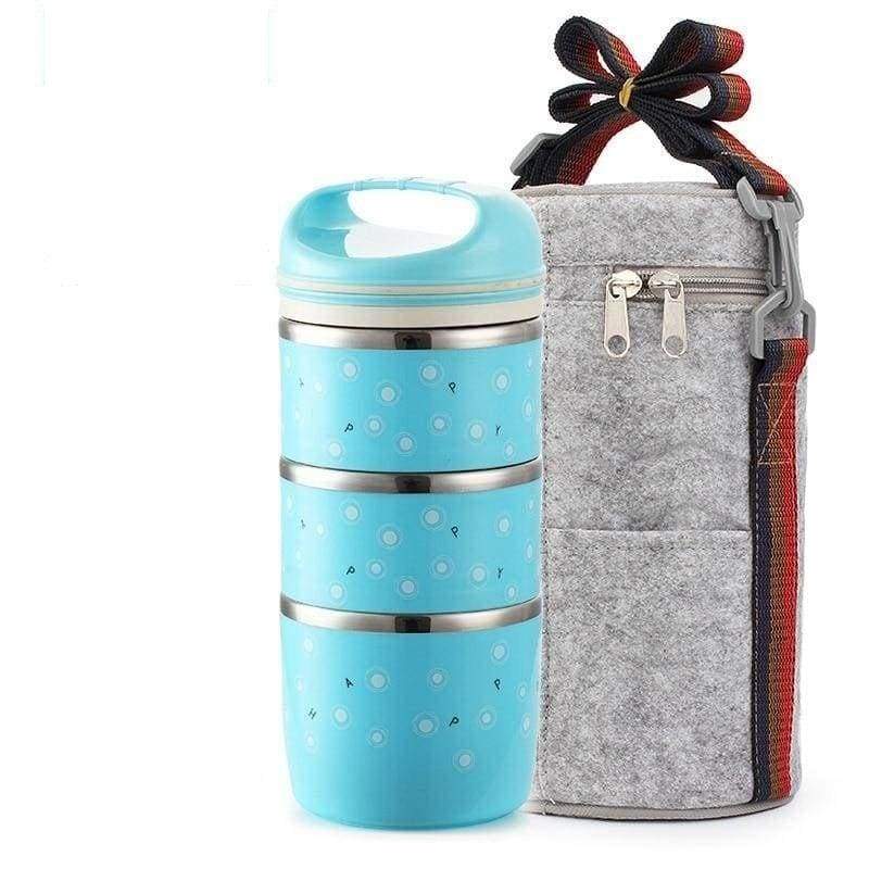 Multilayer Thermal Lunch Box - Blue 3 layer Set - Kitchen