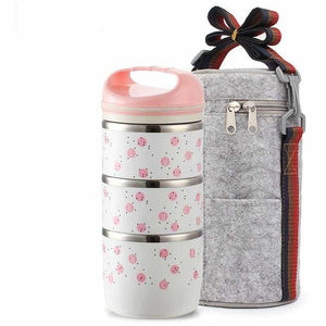 Multilayer Thermal Lunch Box - Pink 3 layer Set - Kitchen