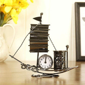Pen holder antique sailing clock - big sail - home decor
