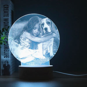 Personalized Photo Night Lamp Wooden Base - 3D Illusion