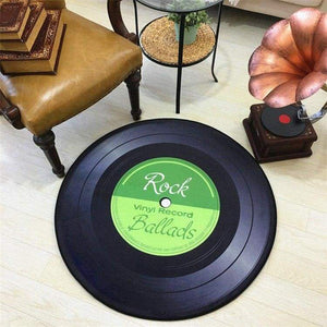 Retro Vinyl Record Rug - light green / diameter 100cm - Mats