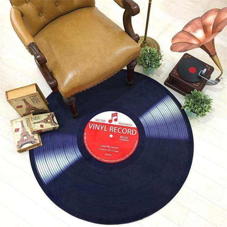 Retro Vinyl Record Rug - red / diameter 100cm - Mats