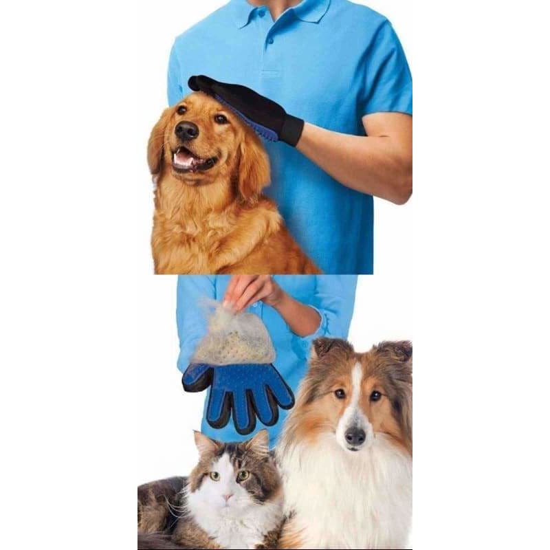 Silicone Pet Grooming Glove - Blue-Right Hand - Accessories