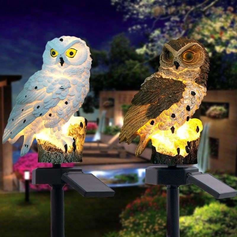 Solar Owl Garden Light - White - Lamps