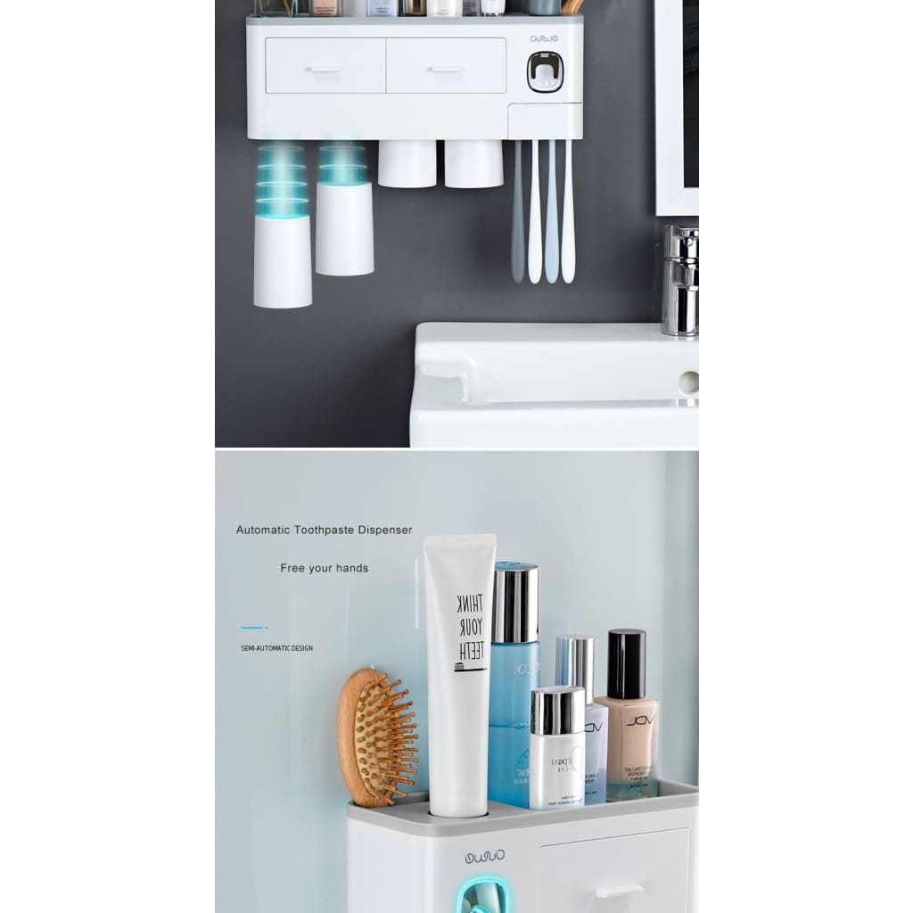 Toothpaste Dispenser And Toothbrush Holder - Bathroom