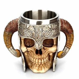 Viking warrior horned skull mug - Coffee Cups & Mugs