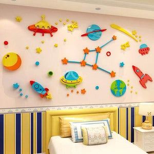 Wall Sticker Rocket Space 3D - wall