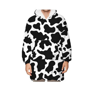 Wearable Hooded Blankets Pullover - cow Print / Kids