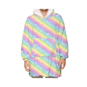 Wearable Hooded Blankets Pullover - rainbow / Kids