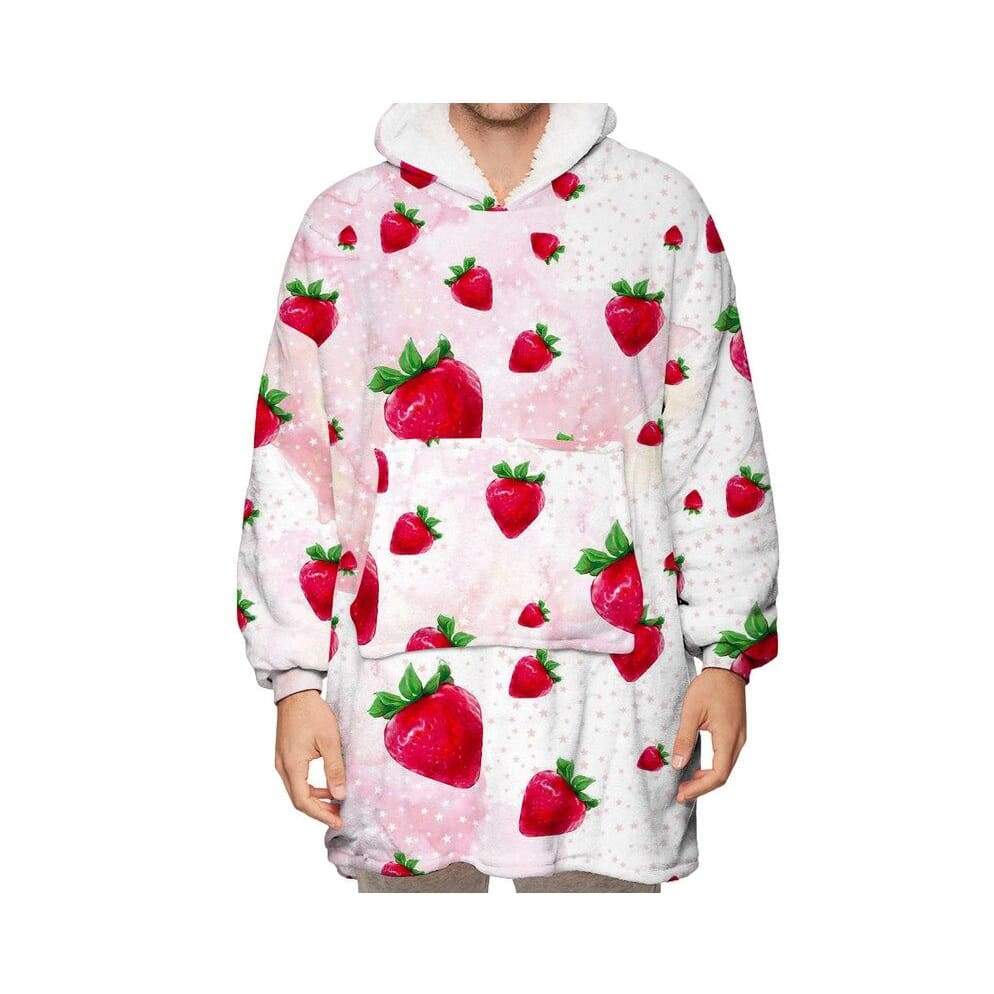 Wearable Hooded Blankets Pullover - strawberry / Kids