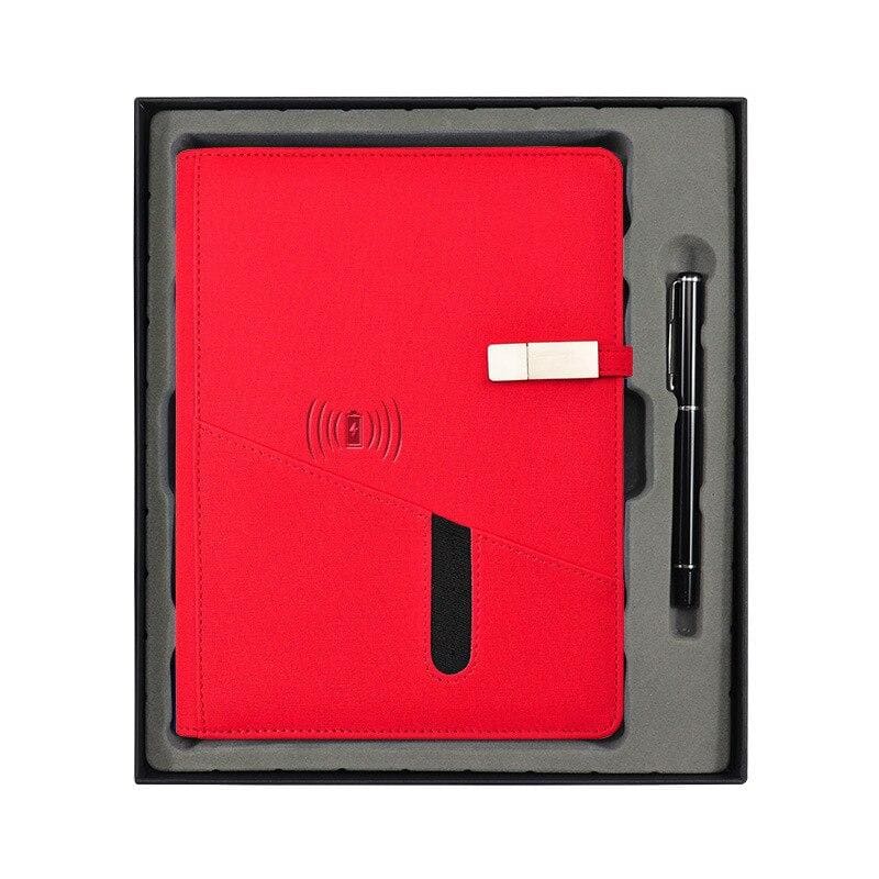 Wireless Phone Charging Notebook - Red / 8kmA 16gU disk