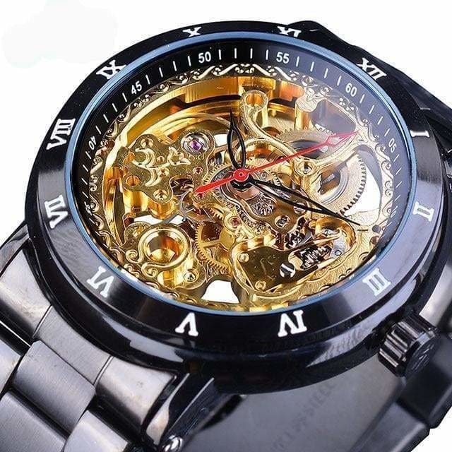 Wrist Watch Diamond Mechanical - Black Gold - Watches